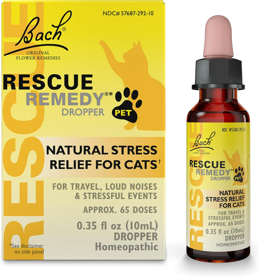 Bach Rescue Remedy Pet Dropper for Cats - 10 Ml - Stress & Tension Support for Cats Natural Flower Essences - Sedative-Free, Homeopathic Liquid Formula - for All Breeds, Ages & Weights