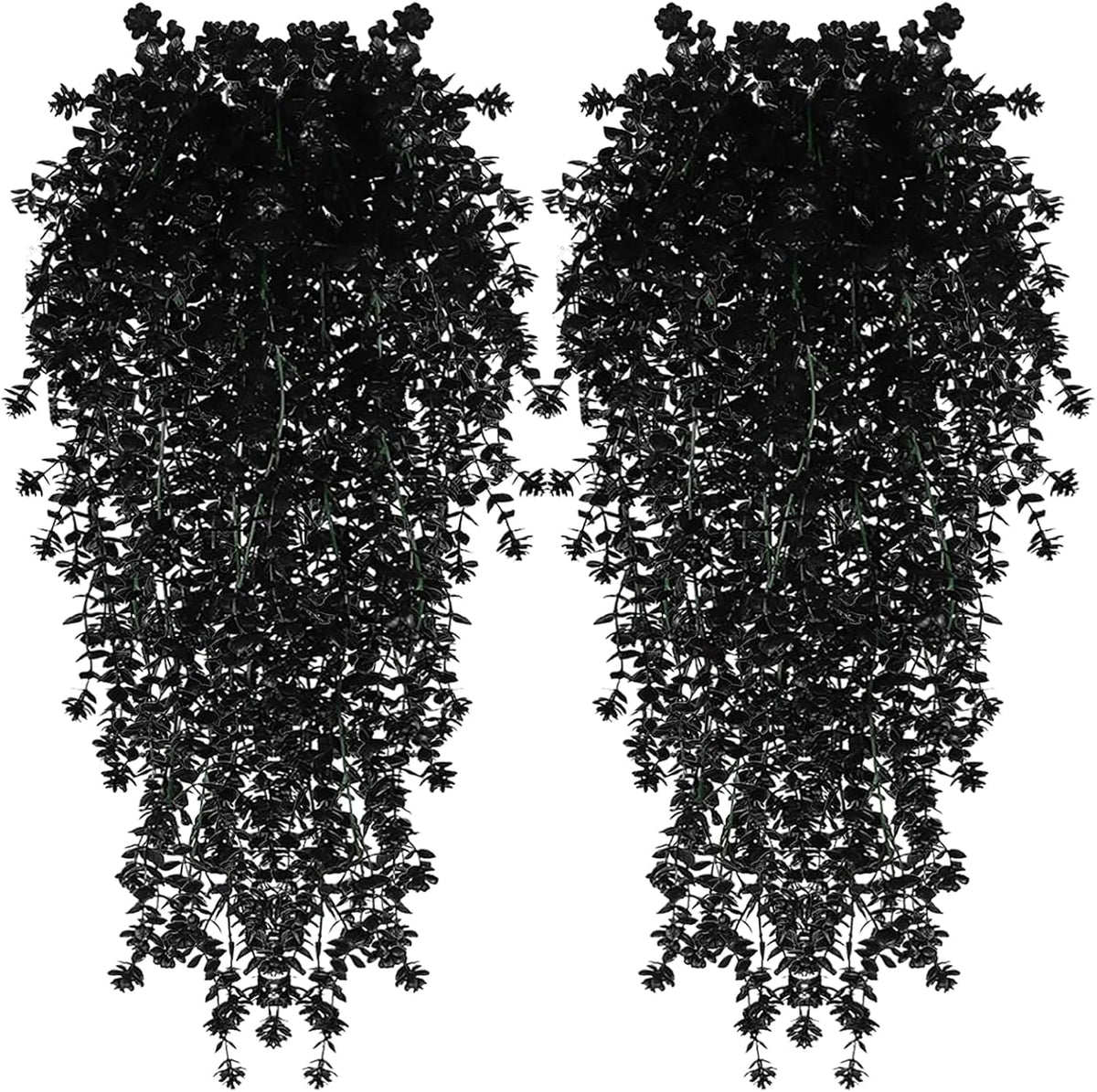 Toprooms Black Hanging Flowers Faux Hanging Plants Decor 4 Pcs