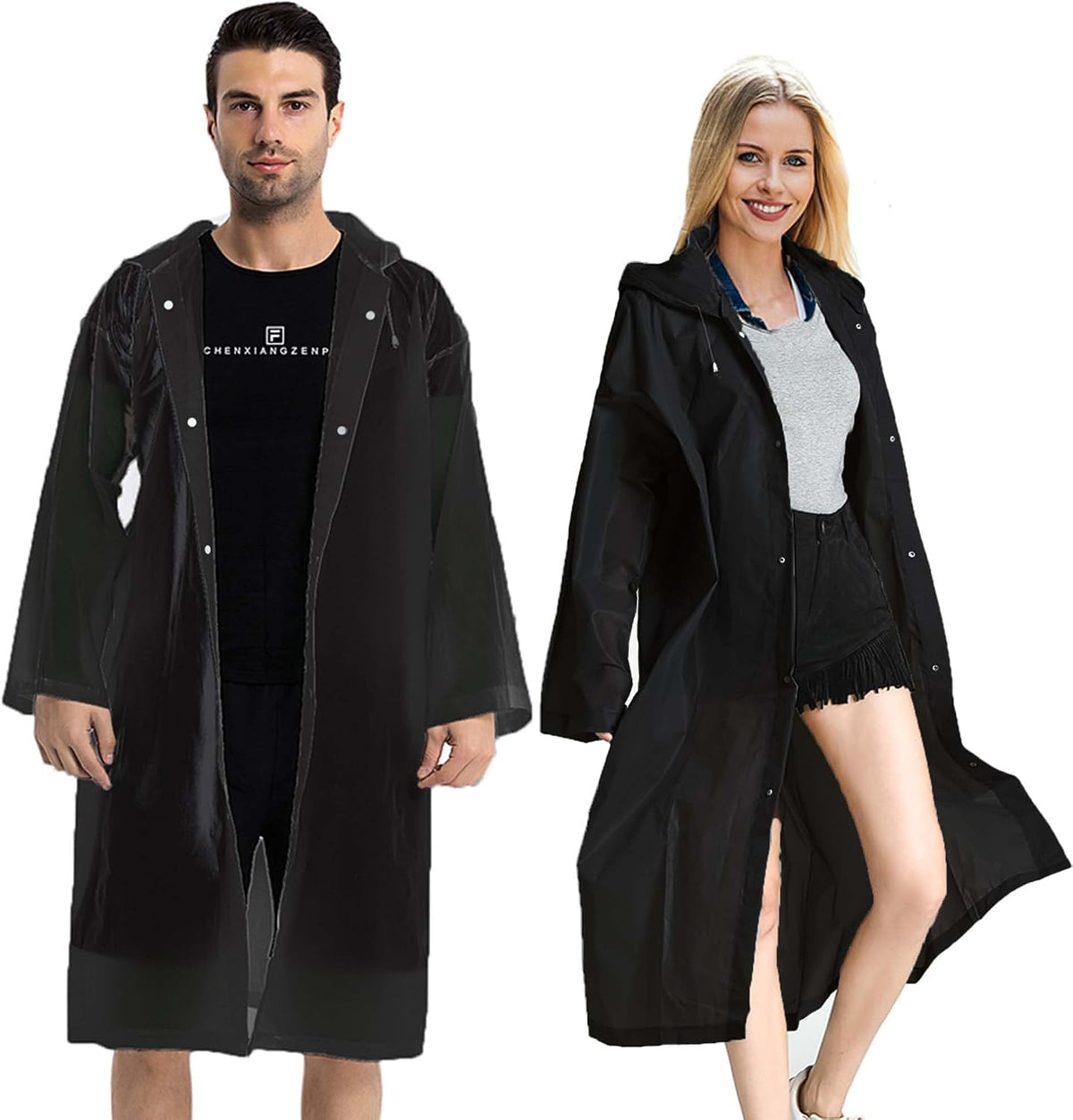 COOY Rain Ponchos for Adults, （2 Pack） EVA Rain Jacket Women Men Rain Coat