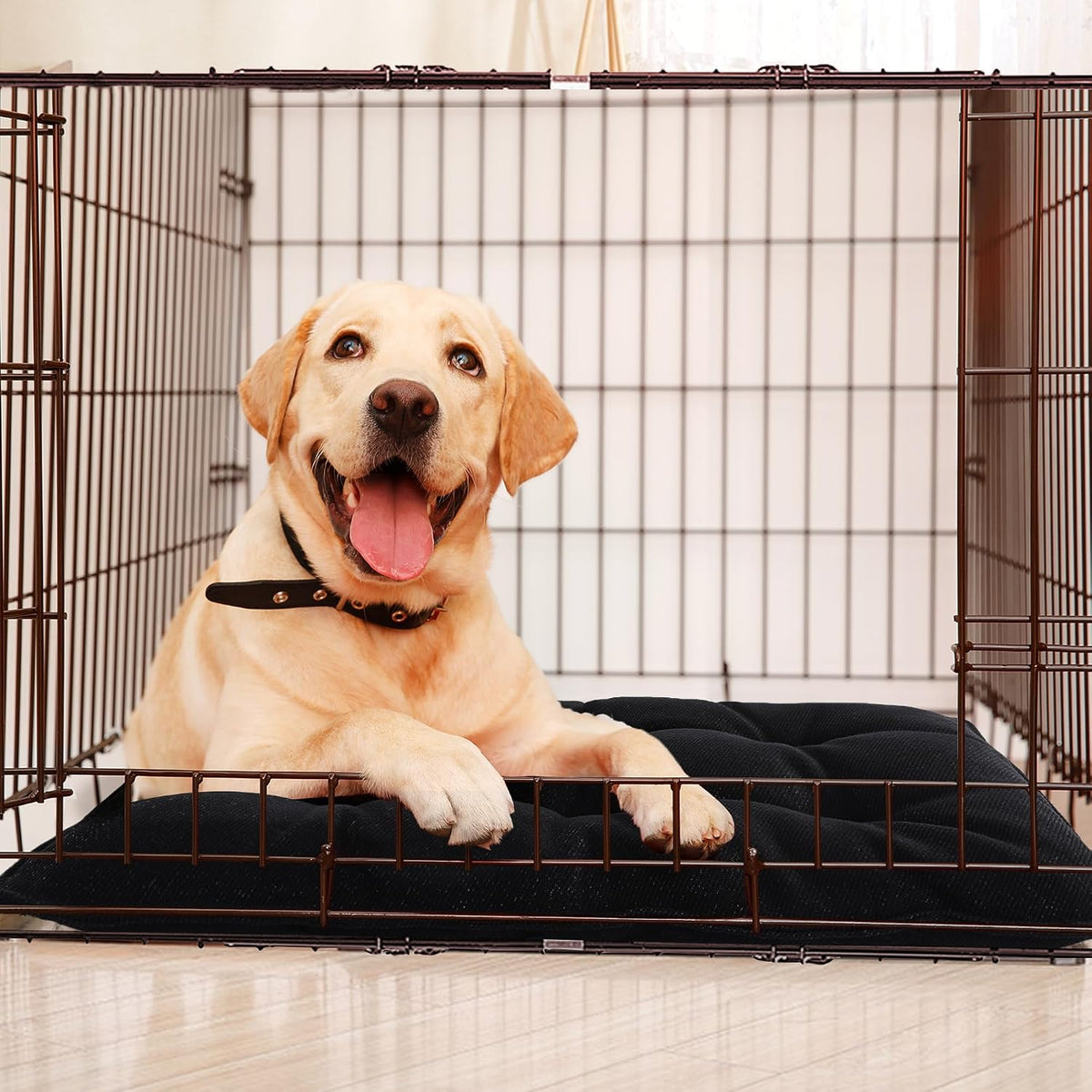 MABOZOO Chew Proof Indestructible Dog Beds for Aggressive Chewers,Durable Dog Crate Pad,Washable Tough Pet Mats for Kennel,Black,Small 17X23 In