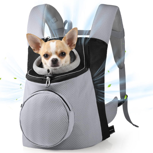 Pet Dog Backpack Carrier Small Pet Front Backpack,Ventilated Mesh Dog Travel Back Pack with Sturdy PE Bottom Support, Chest Buckle for Small Dogs & Cats, Outdoor Hiking for Pets up to 10 Lbs