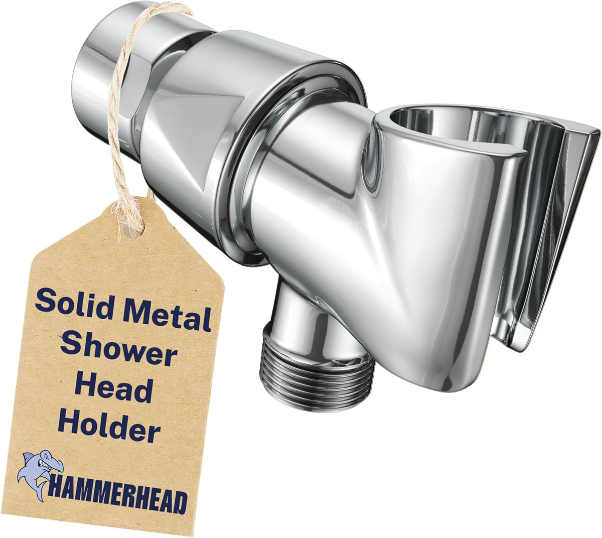 Hammerhead Metal Shower Head Holder for Handheld, Adjustable Wall Bracket