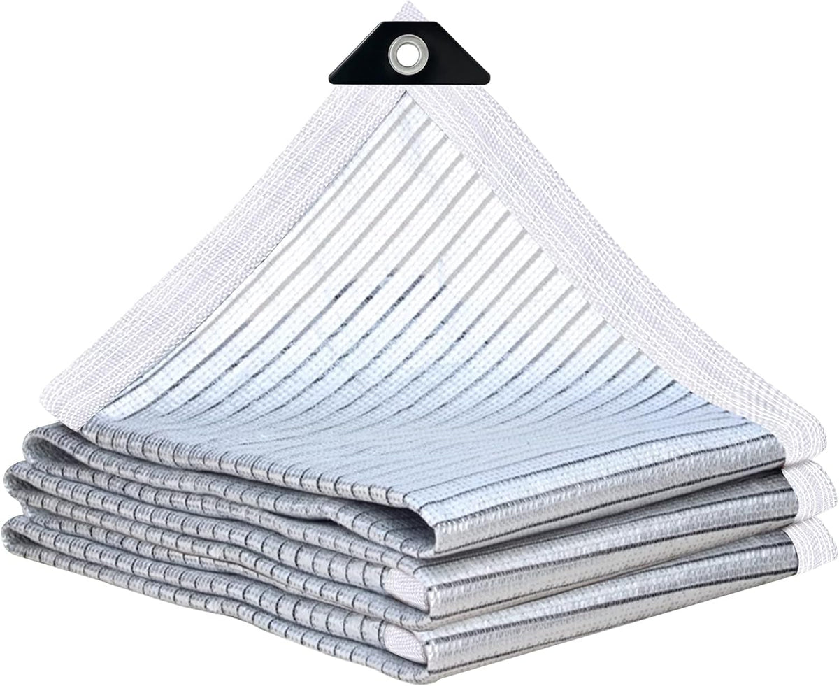 10X20' Aluminum Shade Cloth - for Car,90% Reflective Sun Shade Cloth for Garden Patio Pergola Cover Shade Sails Silvery Durable Shade Neting for Backyard Dog Chicken Coop Shade Cloth
