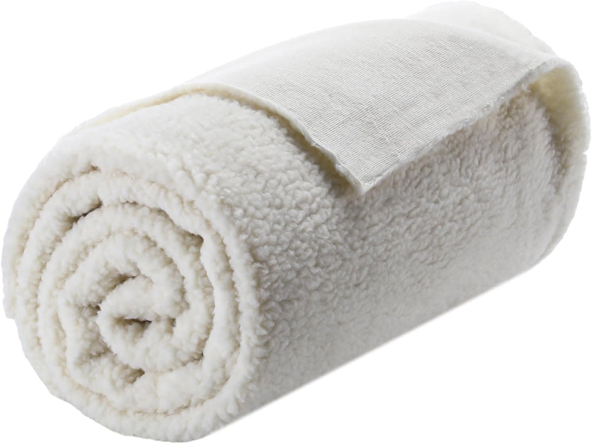 Hahafelt Ivory Sherpa Fabric 2 Yard X 63 Inch, Faux Lambskin Fleece