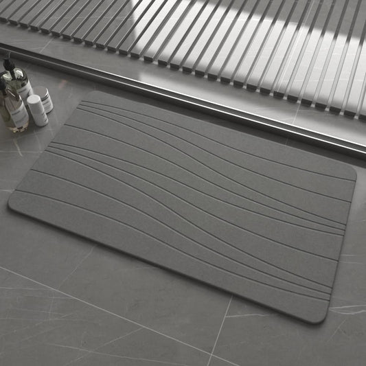 Extra Large Stone Bath Mat, 30'' X 17'' Diatomaceous Earth Non-Slip Stone Shower Mat, Super Absorbent Diatomite Stone Mats for Bathroom Dark Gray XL Flow