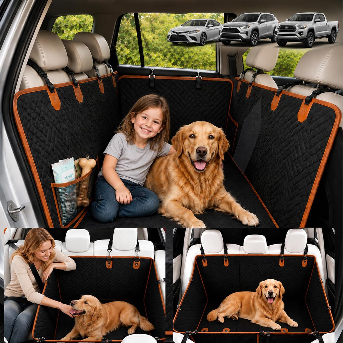 Convertible Dog Car Seat Cover for Back Seat Hard Bottom 400Lb Waterproof