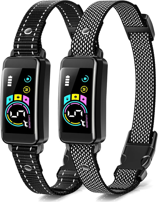 Bark Collar, 2 Pack Smart Dog Bark Collar for Large Medium Small Dogs, anti Barking Device for Dogs Training Collar with Beep Vibration Harmless Shock, 5 Adjustable Sensitivity (Black)