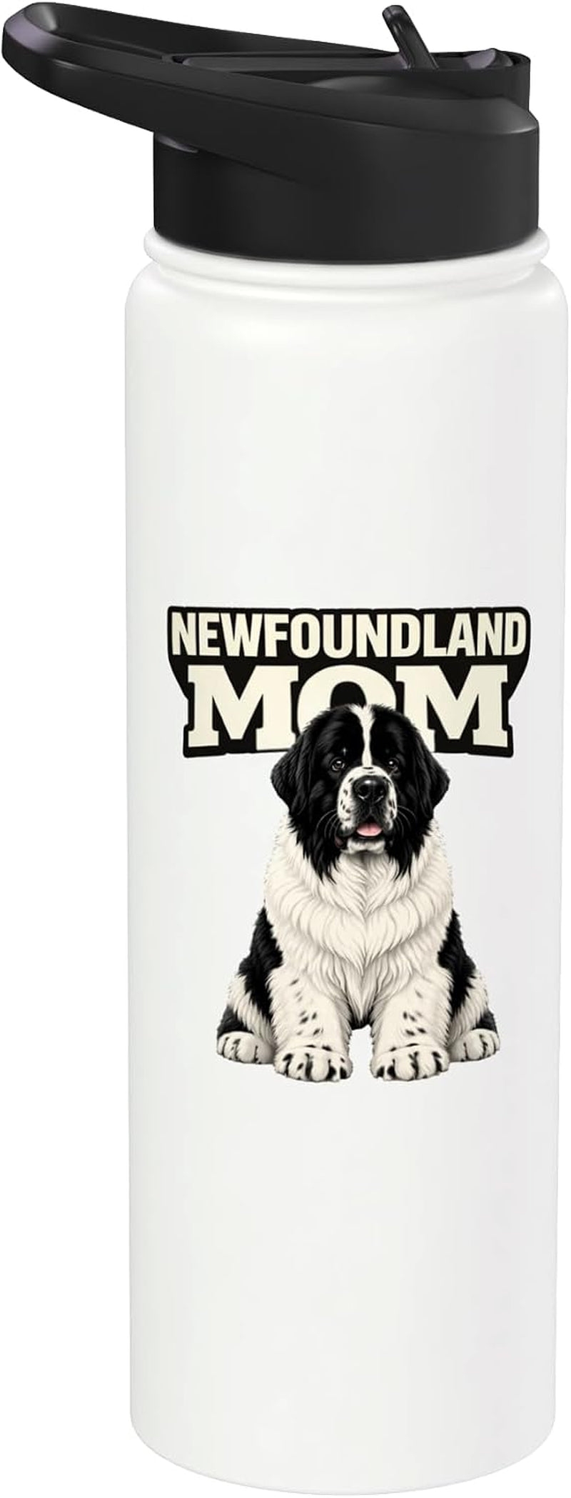 Proud Newfie Mom Gift Cute Landseer Newfoundland Dog Owner Stainless Steel Insulated Water Bottle