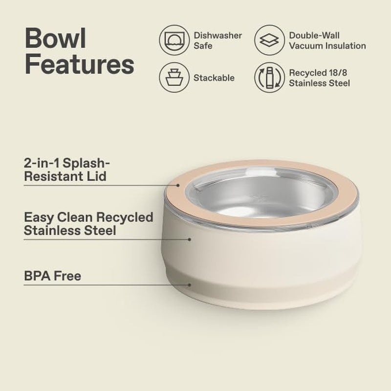 STANLEY Pet Bowl with Lid, 24 Oz (3 Cups), Cream