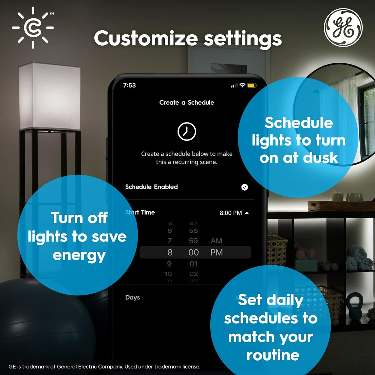 GE CYNC A19 Smart LED Light Bulbs, Bluetooth and Wifi Light