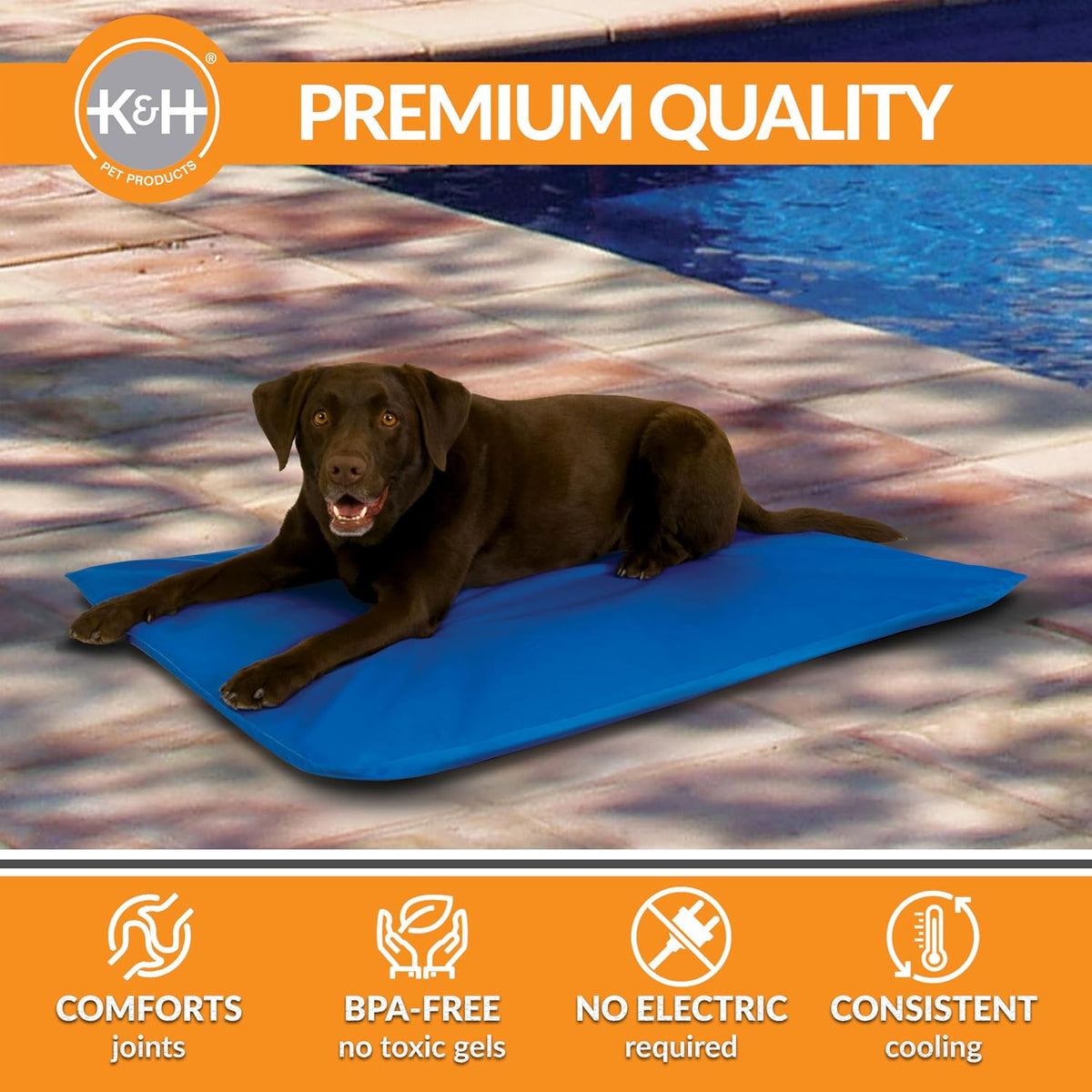 K&H Dog Cooling Mat, Cool Bed III - Large 44X32In Chill Blue