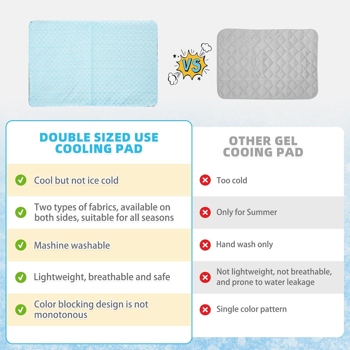 Cat Cooling Mat, Cooling Pad for Dogs Cats with Ice Gel Bag to Stay Clod Longer, Two Sided Soft Kitten Sleeping Bed for Summer, Washable for Crate Kennel, Arc-Chill Cool Fiber Q-MAX >0.45, 16.5X26"