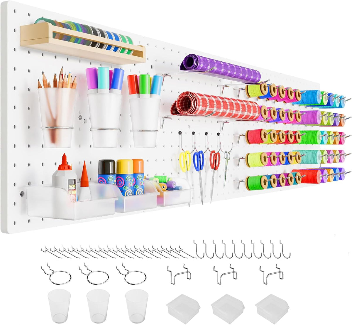 FZK Modular Plastic Peg Board Wall Organizer Kit, 12X12, White