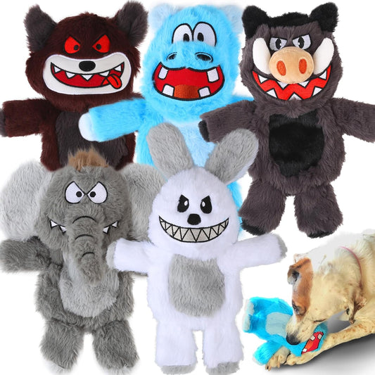 No Stuffing Dog Squeaky Toys.Tough Dog Toys for Aggressive Chewers(5 Pack)