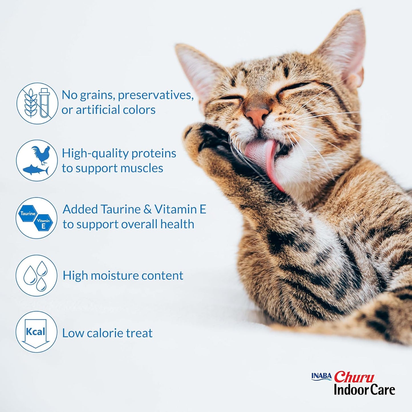 INABA Churu Indoor Care for Hairball Control, Functional Lickable Cat Treat with Taurine & Green Tea Extract, 0.5Oz Each, 24 Tubes Total, Chicken Recipe