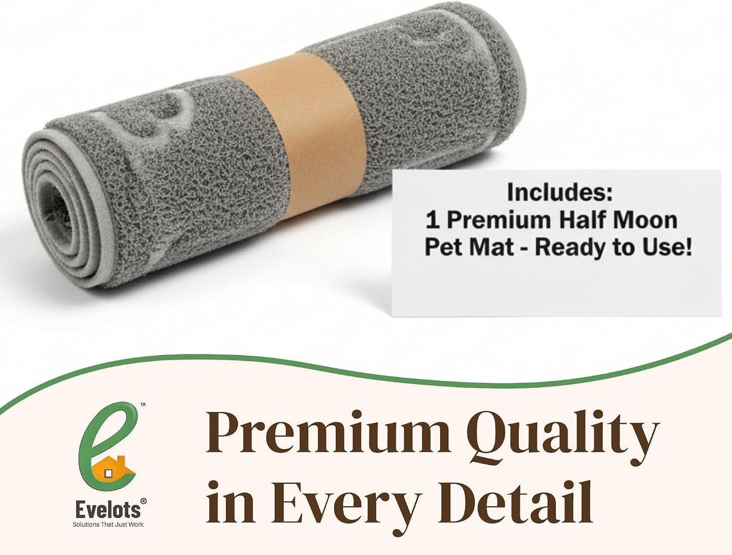Evelots Cat Litter Mat – Traps Litter & Mess from Box, Absorbent Urine-Proof & Waterproof Floor Protection, Soft on Paws, Non-Slip, Easy Clean, Machine Washable, Unscented, Gray, Small