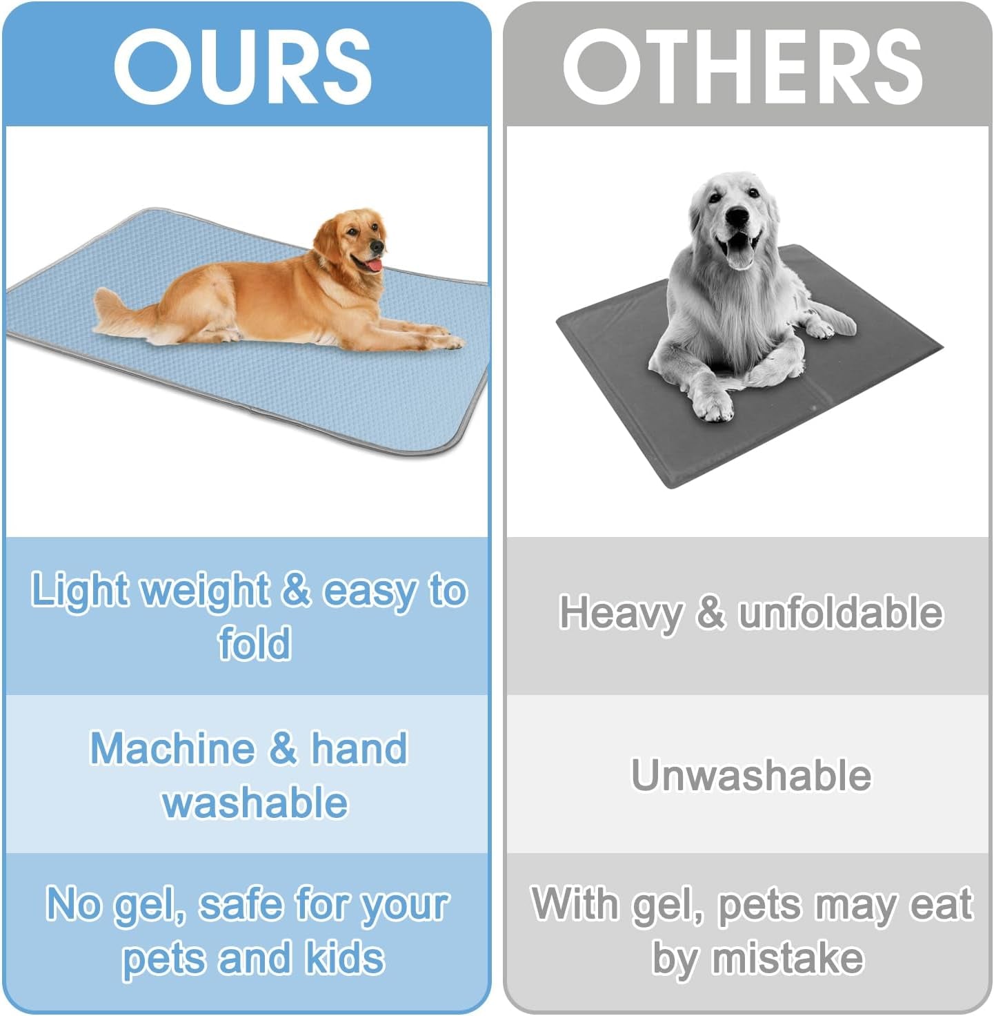 Buvlnee Summer Dog Cooling Mat, Washable Ice Silk Self Cool Pad for Small Medium Large Dogs and Cats, 24X18In Pet Sleeping Pad for Crate, Bed, Indoor & Outdoor Floor, Car Seats