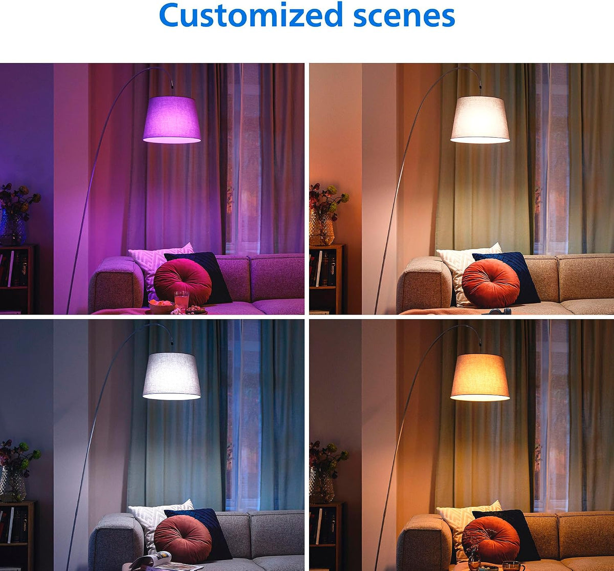 PHILIPS Smart Lighting Connected Light Bulbs, 2-Pack, Color A19 60W 800LM E26 Indoor LED Lights, Smart Bulbs with Motion Detection, Control with Voice or App