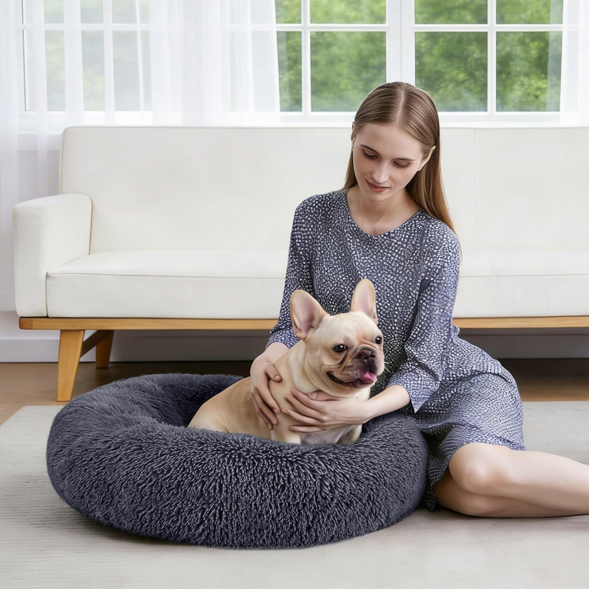 MIXJOY Orthopedic Dog Bed Comfortable Donut Cuddler round Pet Beds Ultra Soft Washable Dog and Cat Cushion Bed (30'', Grey)
