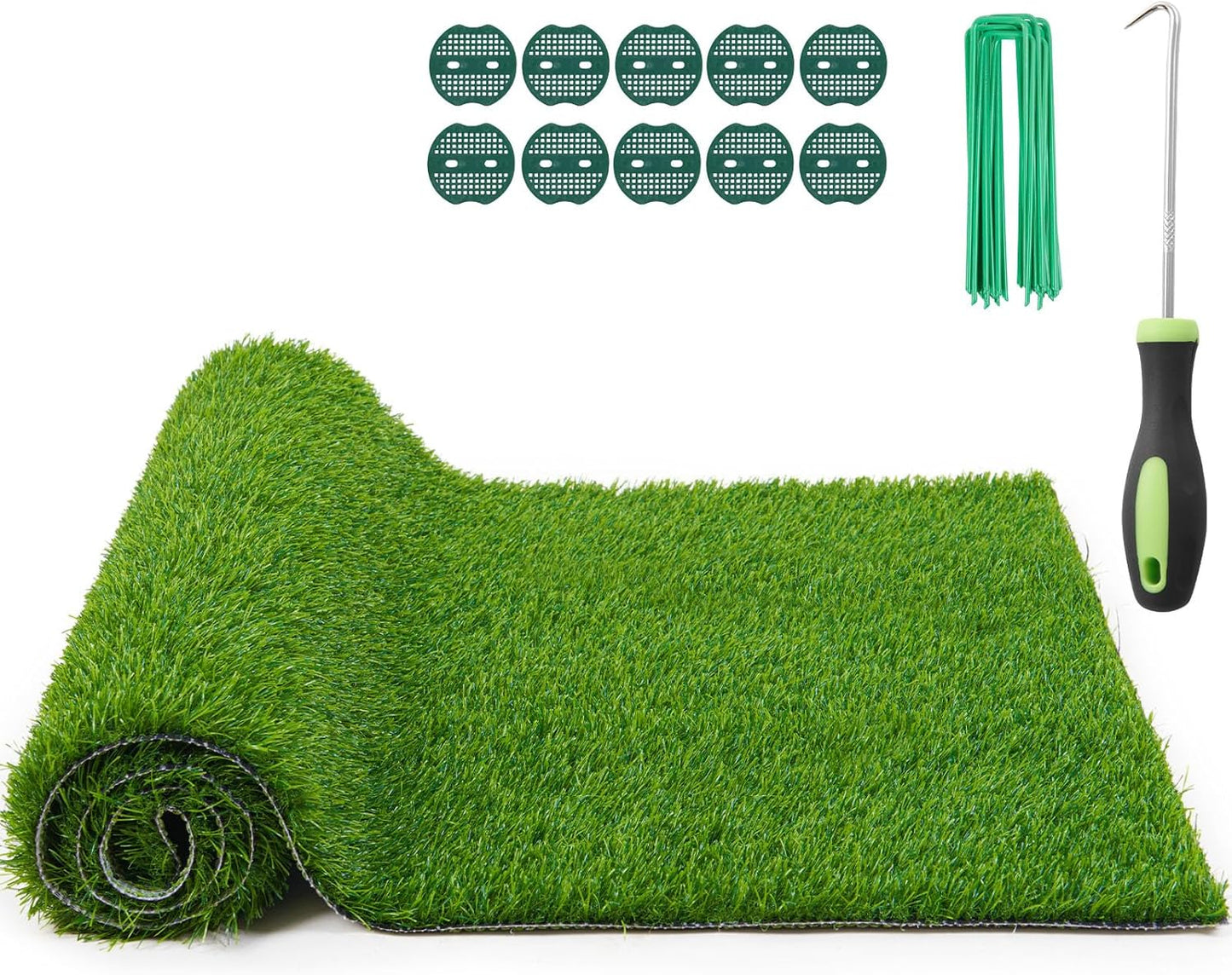 Realistic Artificial Grass Rug Indoor Outdoor: Fake Grass Turf with Drainage Holes, Pet-Friendly Dog Grass Mat, Perfect for Garden Lawn Balcony Patio Backyard Wedding Christmas Decoration, 3FT X5Ft