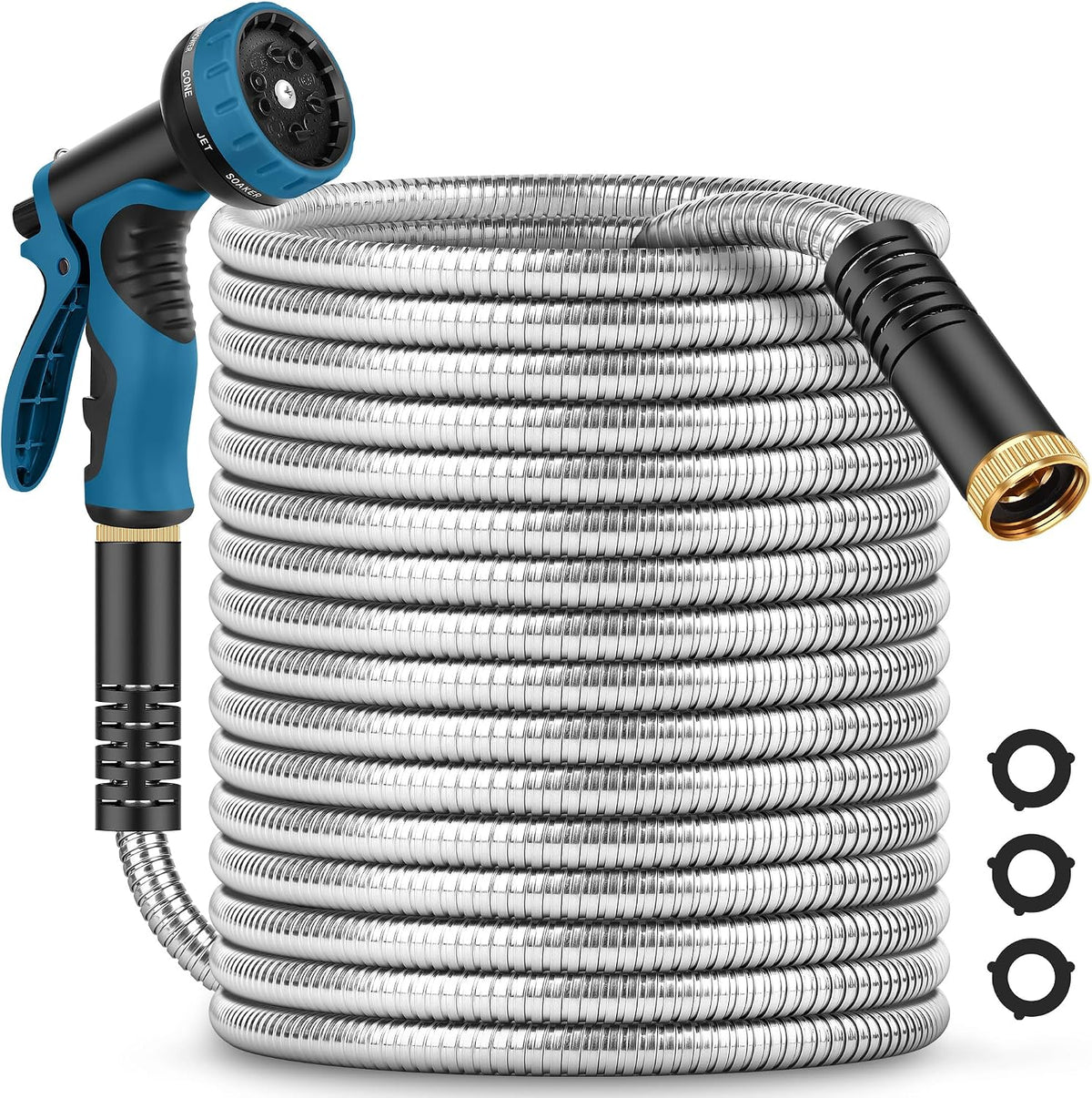Garden Hose 100FT with 10-Function Nozzle, No-Kink Water Hose