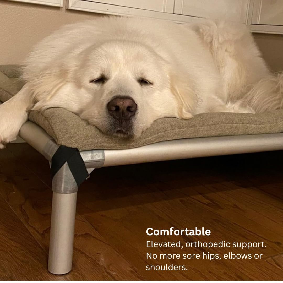 Kuranda Chewproof Elevated Dog Bed - Silver Aluminum - 40" X 25" - Cordura Nylon - Smoke