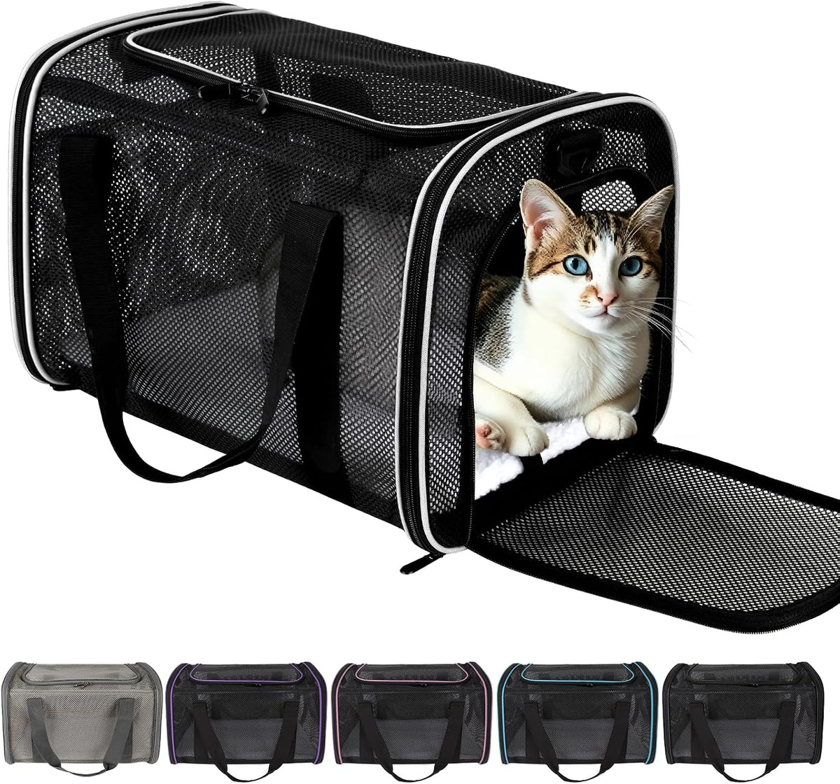 Cat Carrier Dog Carrier Pet Carriers Soft-Sided Cats Bag Animal Carriers Puppy Carrying Bag TSA Airline Approved Small Dog Carrier Soft Sided, Collapsible Travel Carriers for Big Cats(Up to 16Lbs),