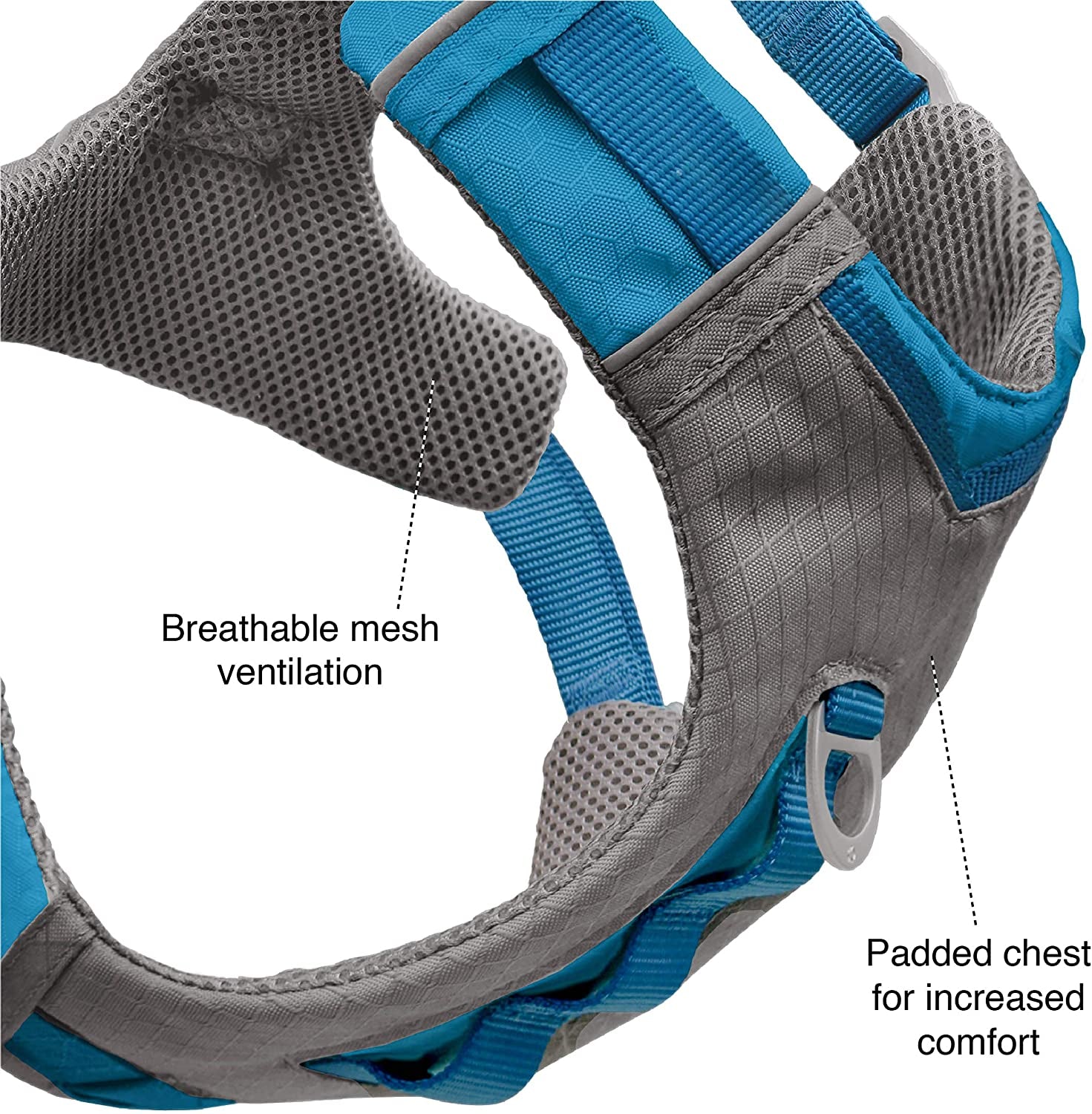 Kurgo Journey Air Dog Harness - Secure Fit for Active Dogs - Padded Chest - Lightweight Ripstop Fabric - Breathable Mesh - Reflective Trim - Back Assist Handle - Red - X-Large