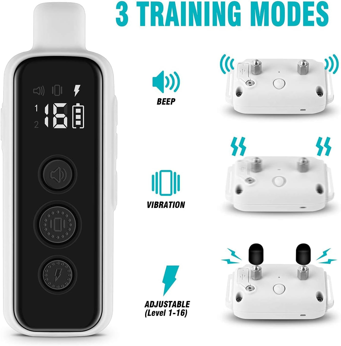 Bousnic Dog Shock Collar for 2 Dogs - (8-120Lbs) Waterproof Rechargeable Electric Dog Training Collar with Remote for Small Medium Large Dogs with Beep Vibration Safe Shock Modes(Grey)