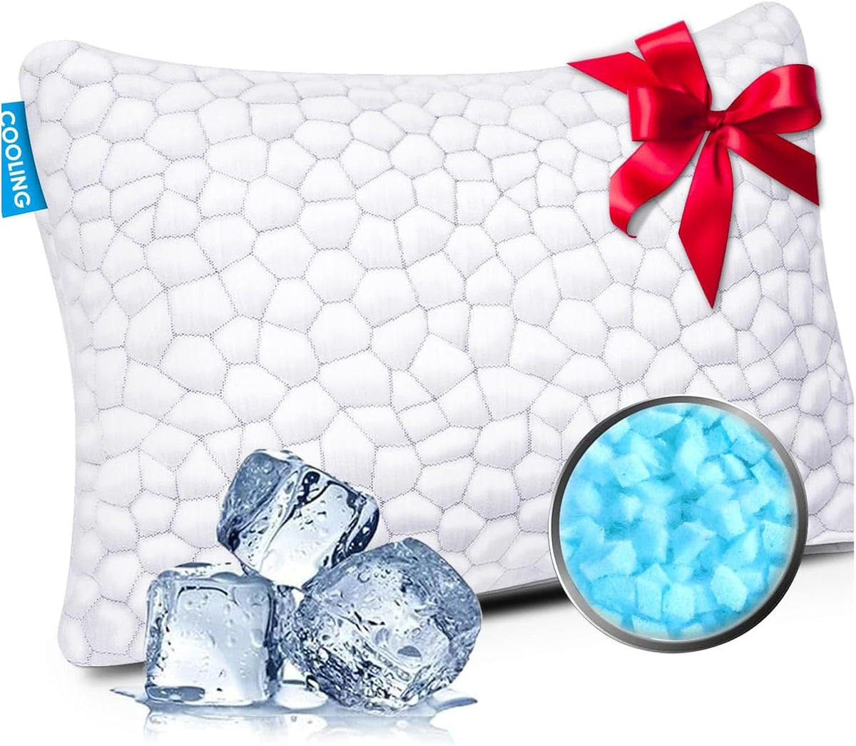Cooling Bed Pillows for Sleeping 1 Pack Shredded Memory Foam Pillows Adjustable Cool Pillow