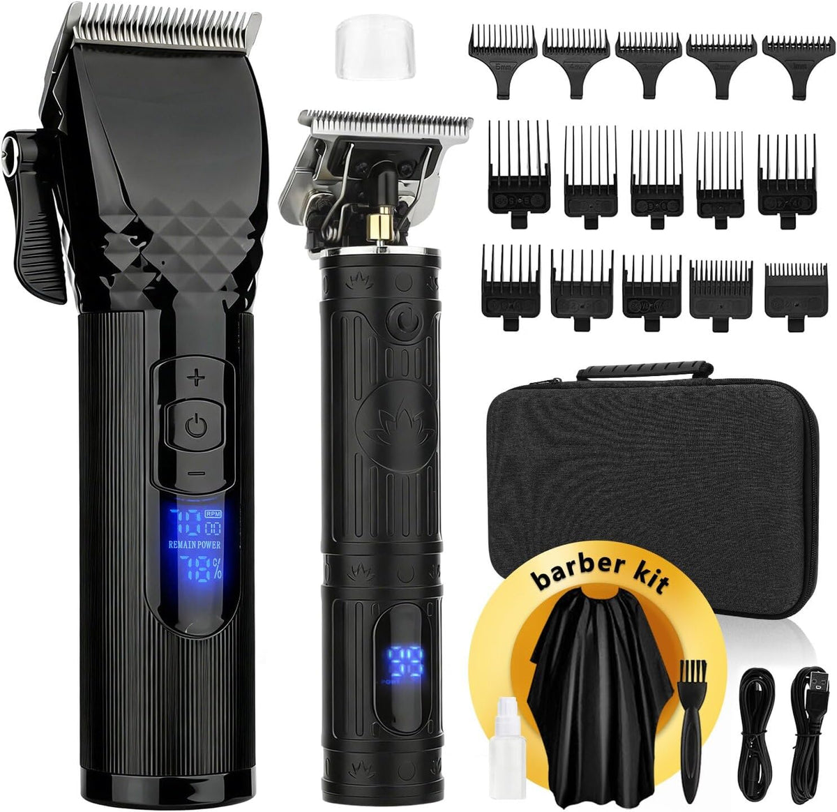 Soonsell Men Cordless Hair Clipper & T-Blade Trimmer Set,2In1Grooming Kit