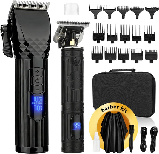 Soonsell Men Cordless Hair Clipper & T-Blade Trimmer Set,2In1Grooming Kit