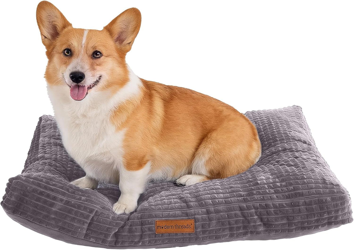 Modern Threads Ultra Plush Orthopedic Memory Foam Pillow Bed for Large Dogs with Supportive Filling and Stylish Textured Design, Charcoal, (36" L X 27" W X 4" Th)