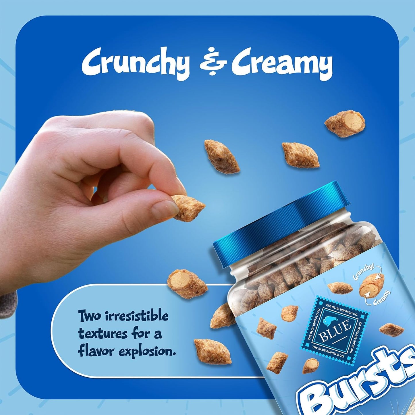 Blue Buffalo Bursts Crunchy & Creamy Cat Treats, Great for Training, Paw-Lickin' Chicken, 12-Oz. Tub