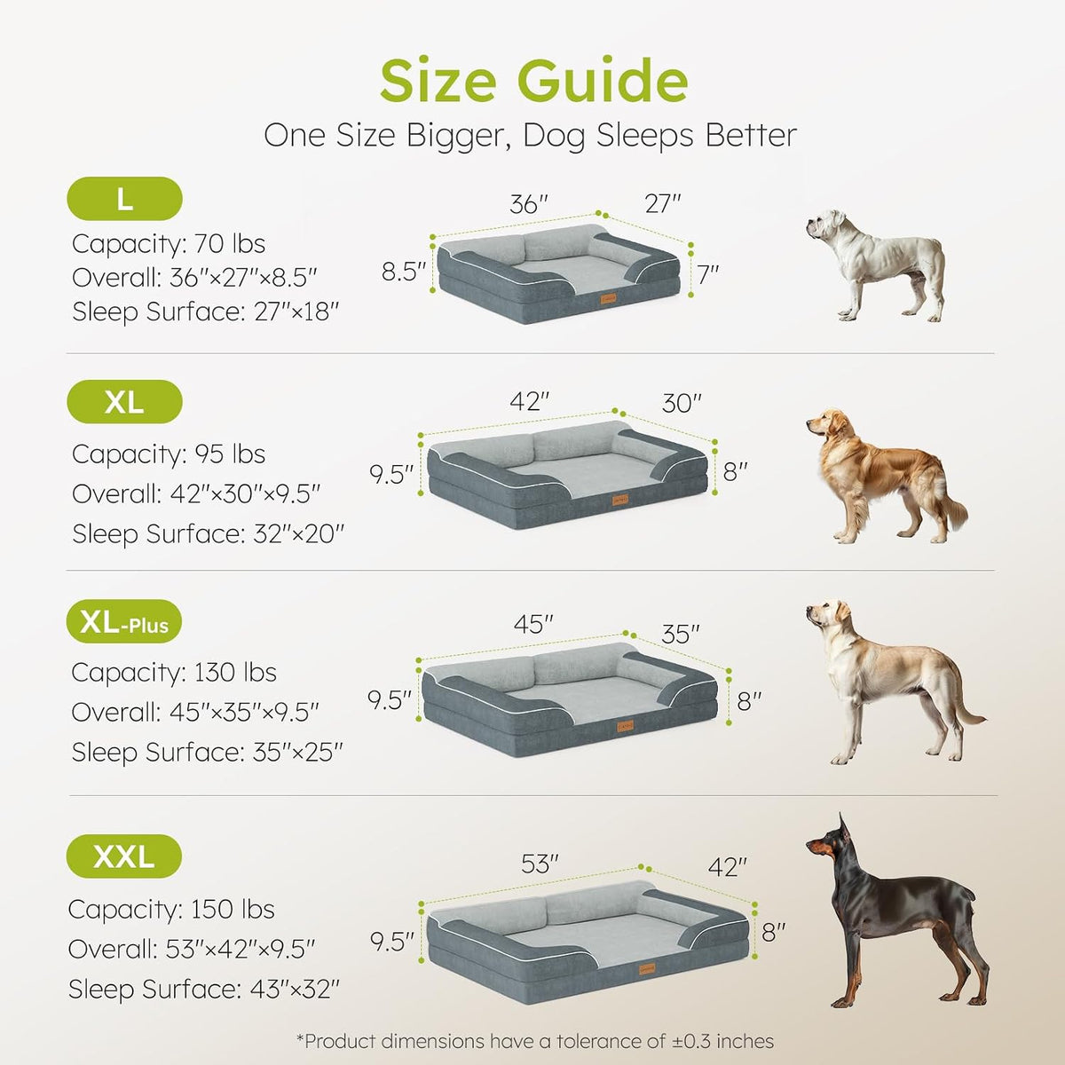 CWAWZ Extra Large Dog Bed, Orthopedic XL Dog Bed with Cooling Gel Memory Foam, Waterproof Pet Bed with Removable Washable Cover, 42" Pet Sofa Couch Dutch Velvet with Bone Toy, Dark Gray