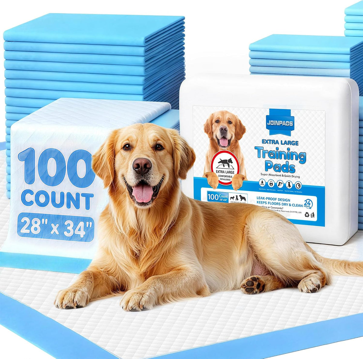 100 Count Puppy Pads 28"X34", Extra Large, Super Absorbent