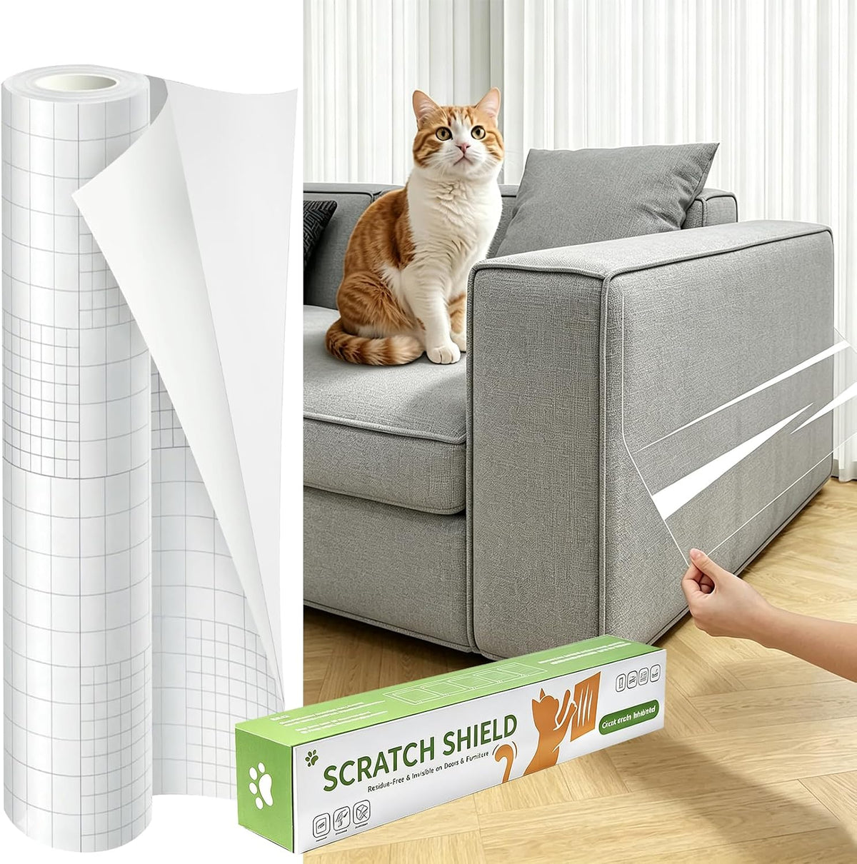 Farbic anti Cat Scratch Furniture Protector-157.5''*11.8'' Strong Sticky