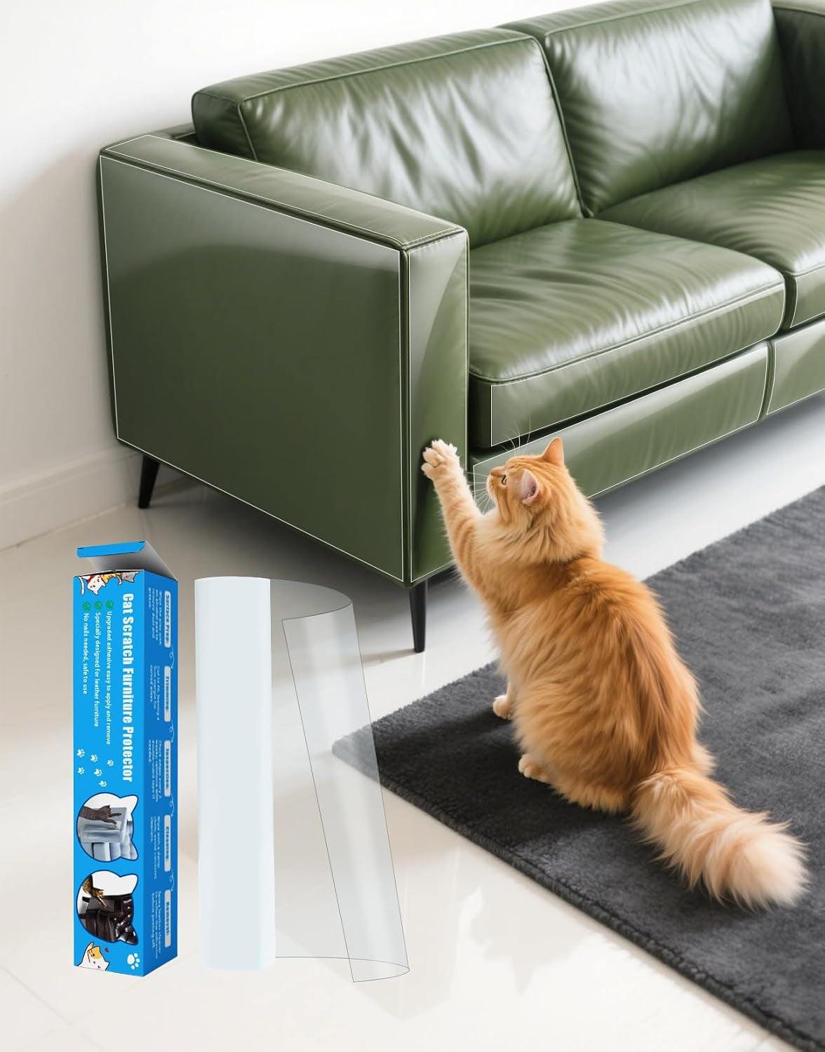 200"X16" Cat Scratch Furniture Protector - Design for Leather Couch