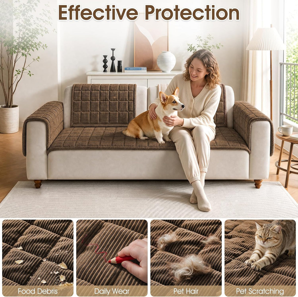 Couch Cover for Dogs Non-Slip Pet Couch Cover for Sofa Plush Protector