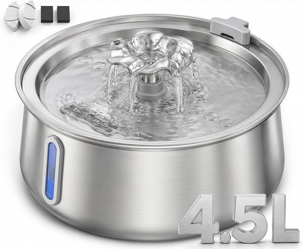 Cat Water Fountain Stainless Steel 4.5L/152Oz Automatic Pet Water Dispenser