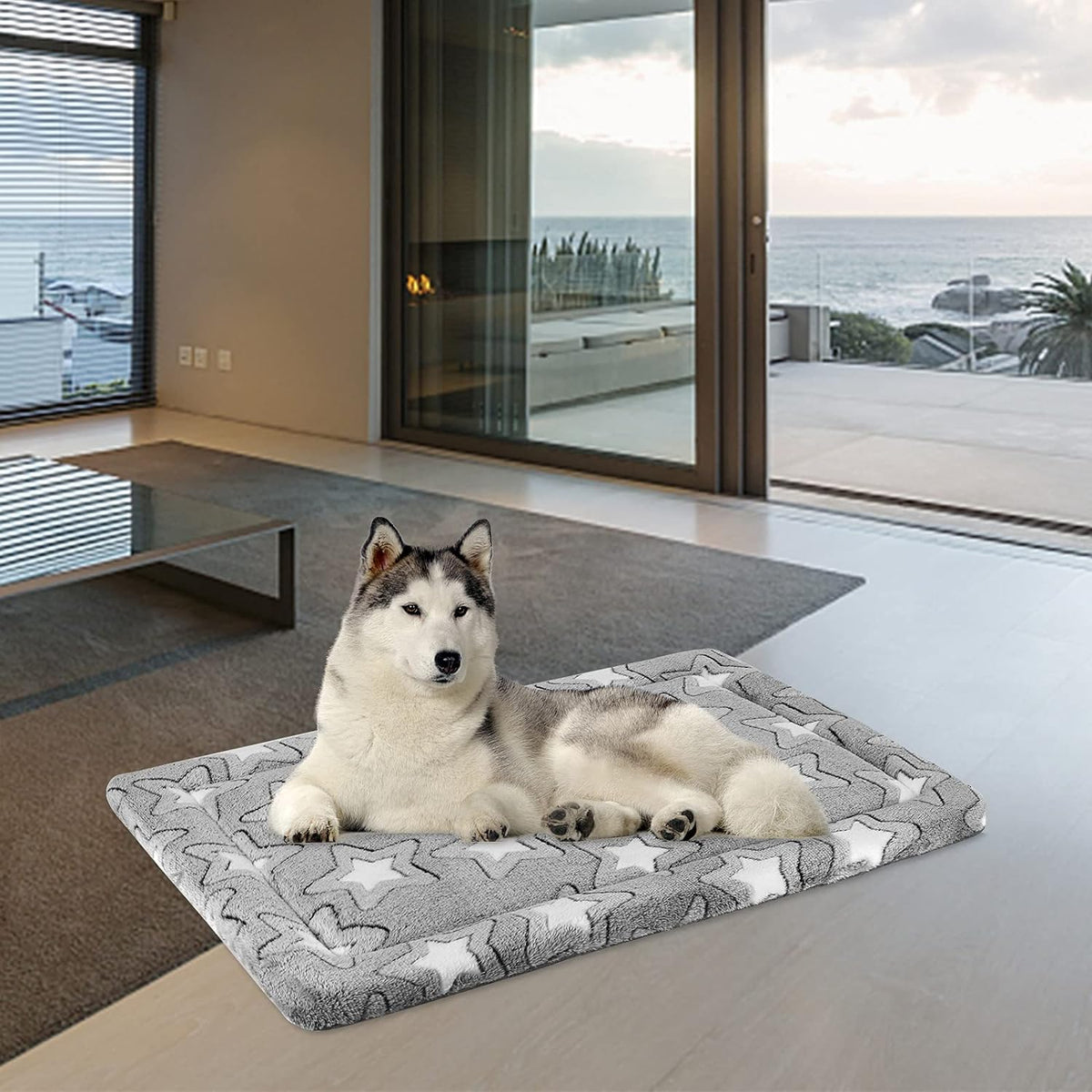 EMPSIGN Dog Crate Pad for 36"X24" Dog Crate, Star Pattern/Grey