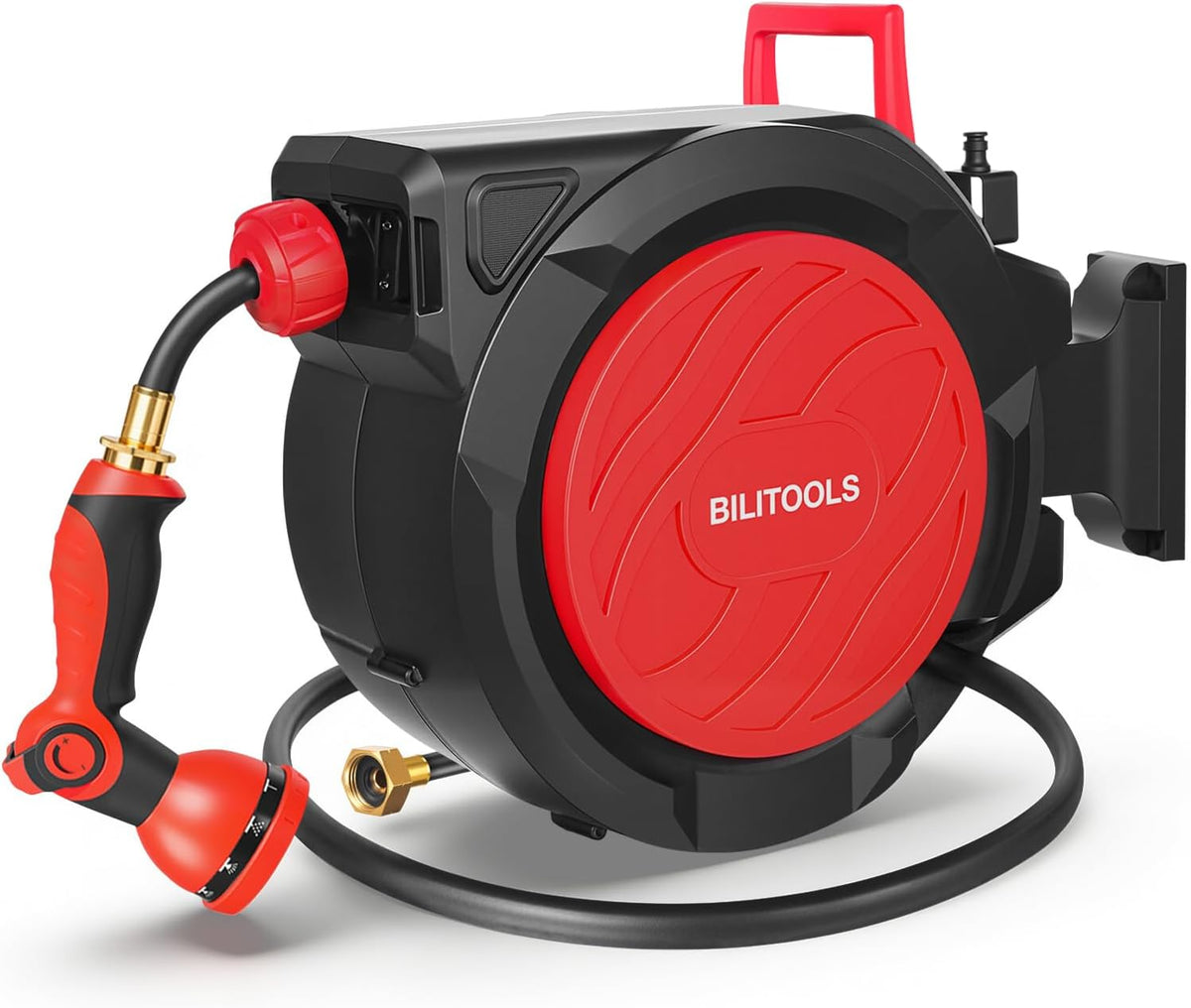 BILITOOLS Retractable Garden Water Hose Reel 5/8" X 50 Ft Wall Mount