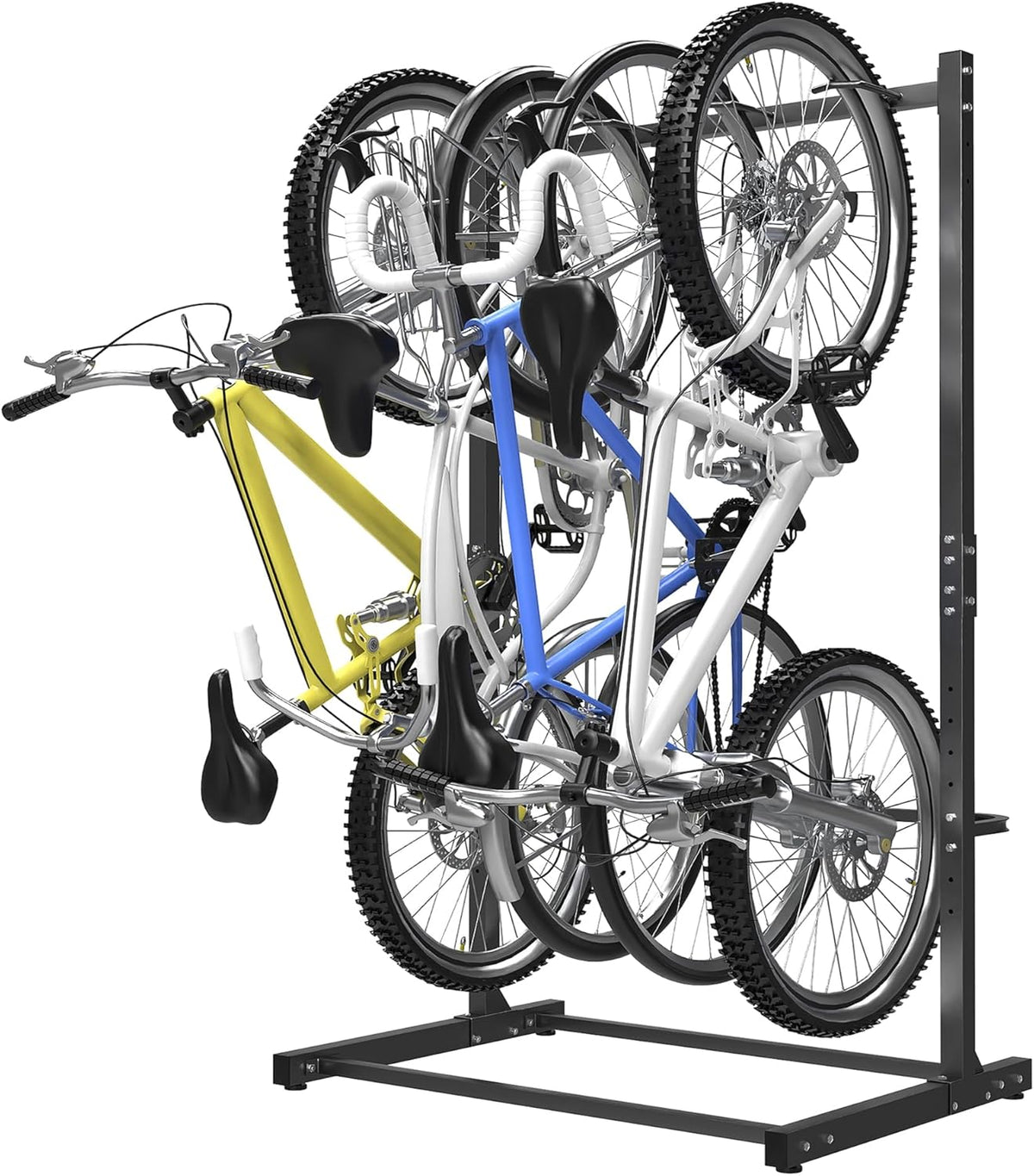 WALMANN Freestanding Bike Stand for Garage, 4 Bikes Vertical Bike Storage