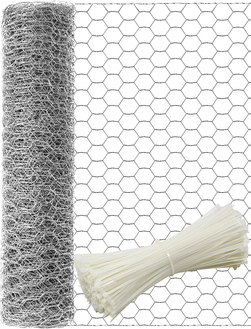 16In X 82Ft Chicken Wire, TOYPOPOR 40Cm X 25M Poultry Wire Netting Hexagonal Galvanized Mesh Garden Fence Barrier for Pet Rabbit Chicken Fencing (16In X 82FT)