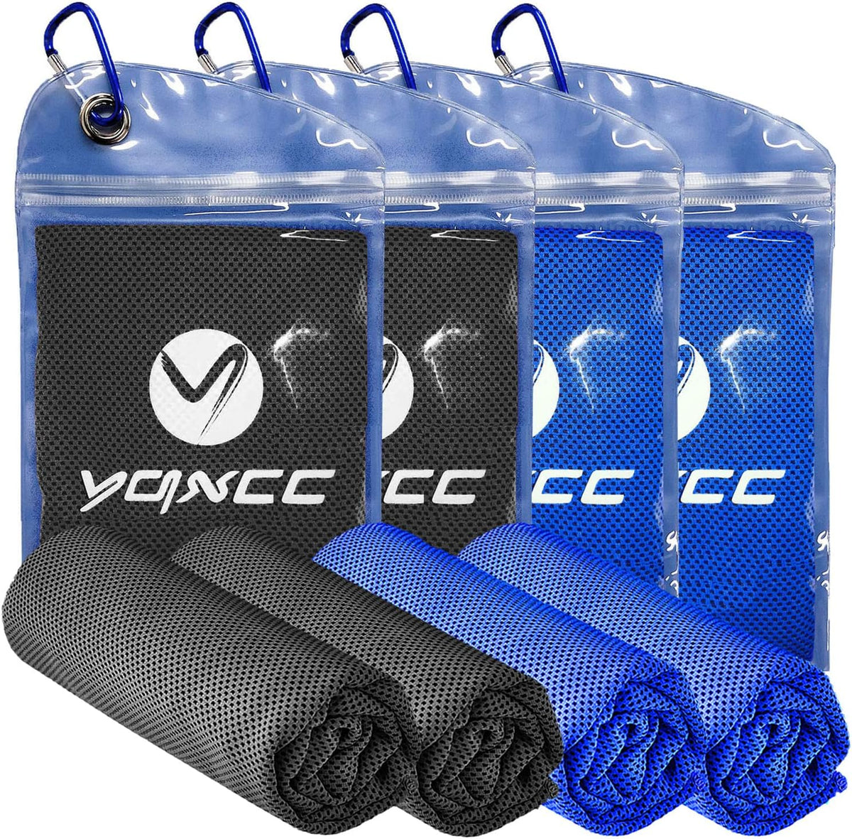YQXCC 4 Pack Cooling Towels (47"X12"), Ice Cool Towels for Neck & Face
