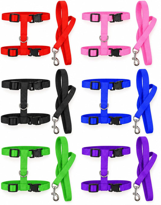 6 Pack Adjustable Cat Leash Harness Leash,Bunny Harness Leash for Pet Safety Walking Running Jogging,Harnessleash for Bunny Cat Puppy Kitten Ferret and Other Small Pet Animals