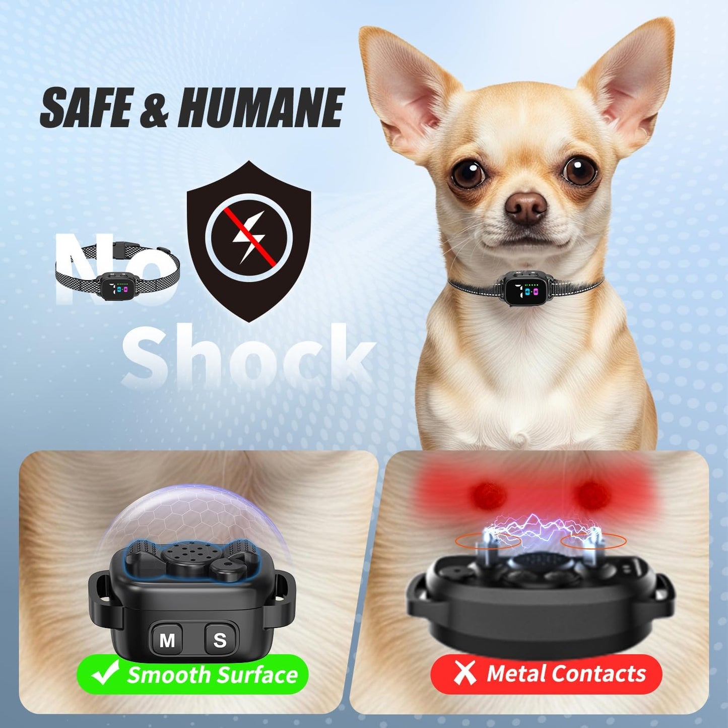 Anti Bark Collar for Small Dogs 2 Pack, No Shock Bark Collar with Beep & Vibration, 7 Sensitivity Levels, Smart Bark Detection, Rechargeable IP67 Waterproof Bark Collar for Small Dogs 5-30Lbs