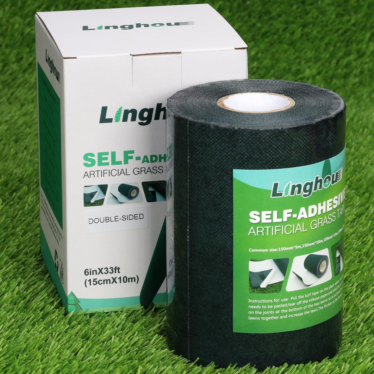 Double Sided Artificial Grass Turf Tape 6" X 33' for Hard Surfaces