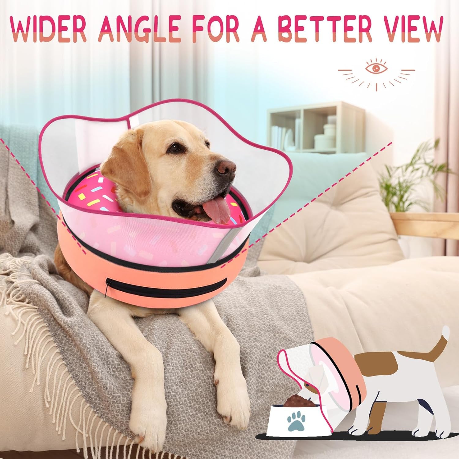 Supet Raised Inflatable Dog Cone Collar to Stop Licking, Soft Dog Cone Alternative after Surgery, Doggie Neck Donut Collar for Small Medium Large Dogs