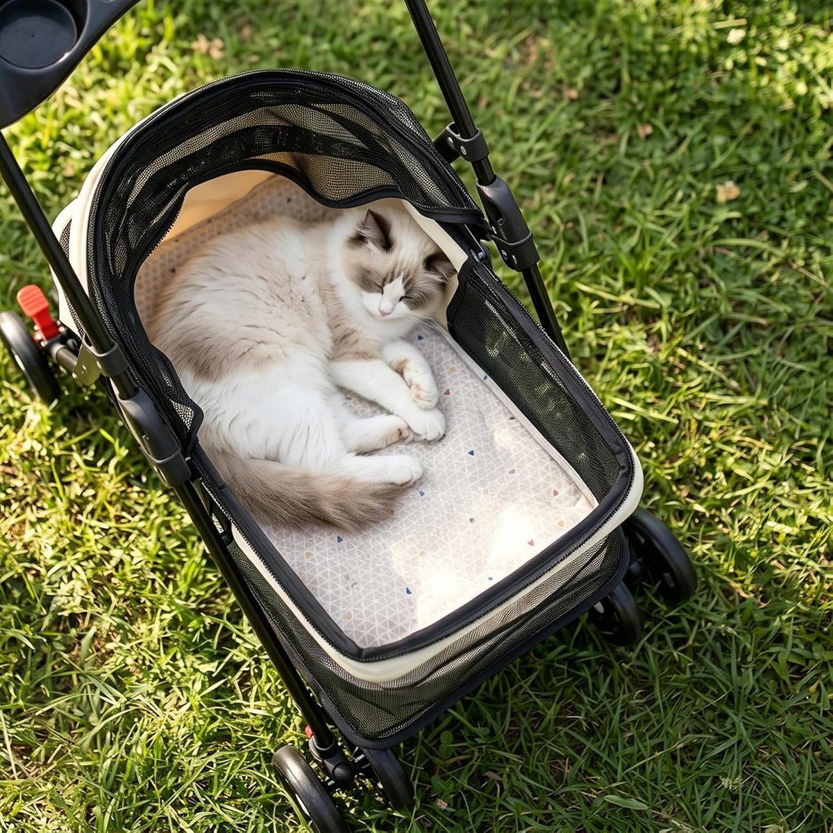 GTPLAYER Pet Stroller Cooling Mat for Cats & Small Dogs, 22.44"×13.39" Instant Self-Cooling Pad, Portable Kennel Mat for Stroller, Bed, Floor, Car Travel, Outdoor Summer Use, White